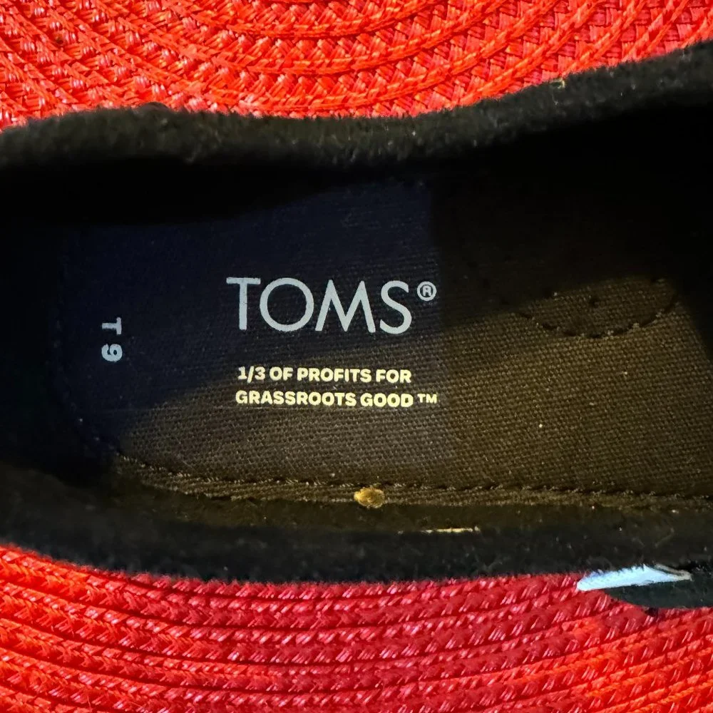 Toms Toddler Tiny Alpargata Black Flocked Cats Size 9 - Iridescent Glitter
